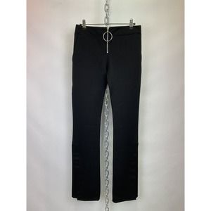 Paco Rabanne Black Wool O Ring‎ Zipper Straight Leg Pants
